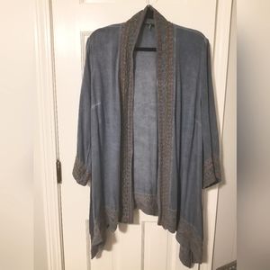 Andree by Unit lightweight denim cardigan with embroidery size 2X